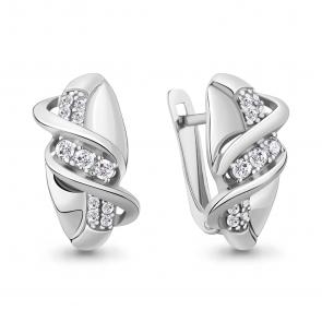 Серебряные серьги AQUAMARINE с фианитом А49258А фото
