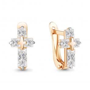 Серьги-кресты из золочёного серебра AQUAMARINE А49264-п фото