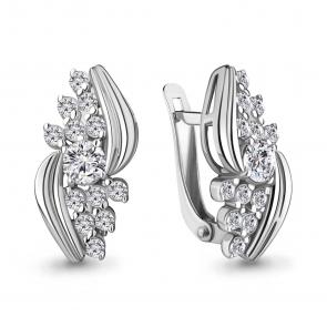Серебряные серьги AQUAMARINE с фианитом А49272А фото