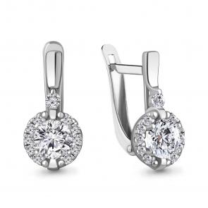 Серебряные серьги AQUAMARINE с фианитом А49301А фото