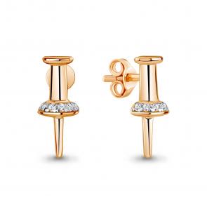 Серьги из золочёного серебра AQUAMARINE с фианитом А49334А-п фото