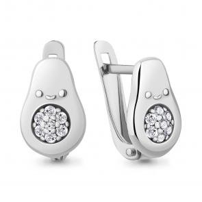 Серебряные серьги AQUAMARINE с фианитом А49338А фото