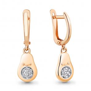 Серьги из золочёного серебра AQUAMARINE с фианитом А49339А-п фото