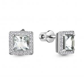Серебряные серьги AQUAMARINE с фианитом А49367А фото