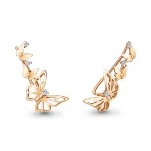 Серьги из золочёного серебра AQUAMARINE с фианитом А49379А-п фото