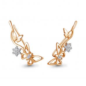 Серьги из золочёного серебра AQUAMARINE с фианитом А49381А-п фото