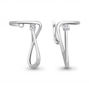 Серебряные серьги AQUAMARINE с фианитом А49392А фото