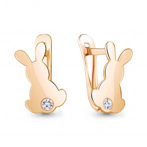 Серьги из золочёного серебра AQUAMARINE с фианитом А49409А-п фото