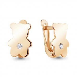 Серьги из золочёного серебра AQUAMARINE с фианитом А49410А-п фото