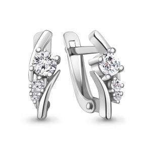 Серебряные серьги AQUAMARINE с фианитом А49415А фото