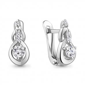 Серебряные серьги AQUAMARINE с фианитом А49419А фото