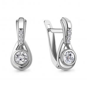 Серебряные серьги AQUAMARINE с фианитом А49435А фото