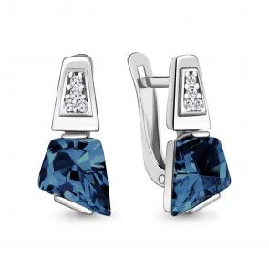Серебряные серьги AQUAMARINE с фианитом и Лондон топазом А4944093А фото
