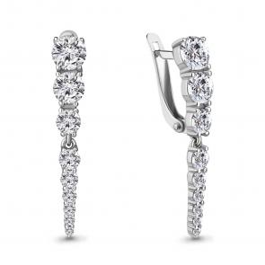 Серебряные серьги AQUAMARINE с фианитом А49451А фото