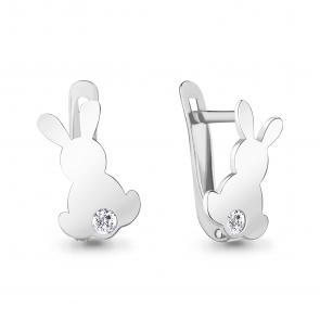 Серебряные серьги AQUAMARINE с фианитом А49484А фото