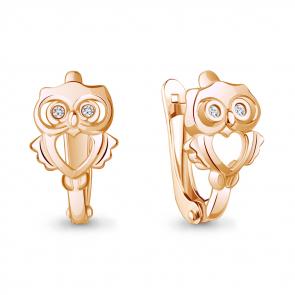 Серьги из золочёного серебра AQUAMARINE с фианитом А49490А-п фото