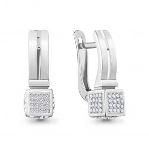 Серебряные серьги AQUAMARINE с ювелирным кристаллом А49510 фото