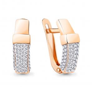 Серьги из золочёного серебра AQUAMARINE с ювелирным кристаллом А49516-п фото