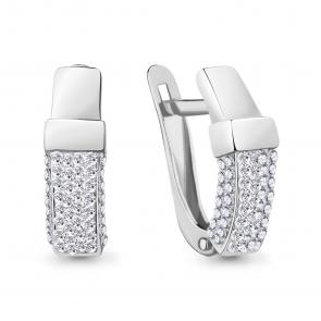 Серебряные серьги AQUAMARINE с ювелирным кристаллом А49516 фото