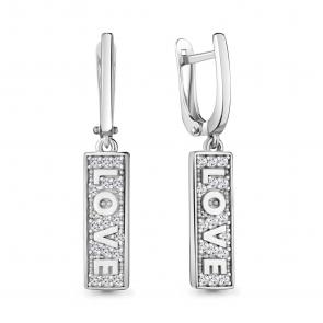 Серебряные серьги AQUAMARINE с фианитом А49518А фото