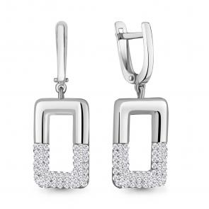 Серебряные серьги AQUAMARINE с ювелирным кристаллом А49527 фото