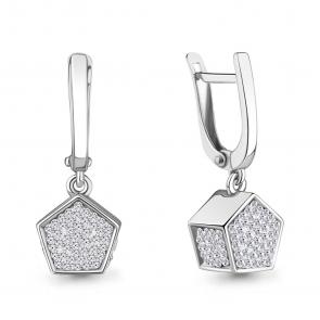 Серебряные серьги AQUAMARINE с ювелирным кристаллом А49538 фото