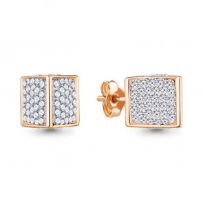 Серьги из золочёного серебра AQUAMARINE с ювелирным кристаллом А49539-п фото