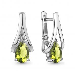 Серебряные серьги AQUAMARINE с хризолитом А4962207 фото