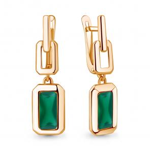 Серьги из золочёного серебра AQUAMARINE с агатом А4963709-п фото