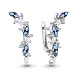 Серебряные серьги AQUAMARINE с топазом и фианитом А4964105А фото