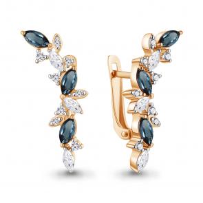 Серьги из золочёного серебра AQUAMARINE с фианитом и Лондон топазом А4964108А-п фото