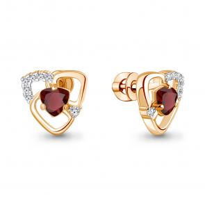 Серьги из золочёного серебра AQUAMARINE с фианитом и гранатом А4966303А-п фото