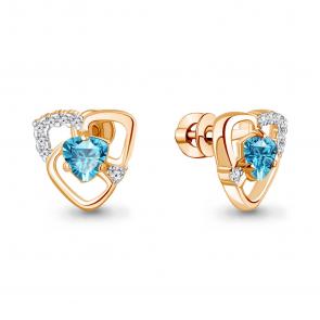 Серьги из золочёного серебра AQUAMARINE с топазом и фианитом А4966305А-п фото