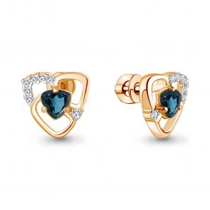 Серьги из золочёного серебра AQUAMARINE с фианитом и Лондон топазом А4966308А-п фото
