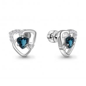 Серебряные серьги AQUAMARINE с фианитом и Лондон топазом А4966308А фото