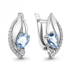 Серебряные серьги AQUAMARINE с топазом и фианитом А4966905А фото