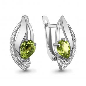 Серебряные серьги AQUAMARINE с фианитом и хризолитом А4966907А фото