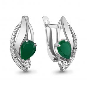 Серебряные серьги AQUAMARINE с фианитом и агатом А4966909А фото