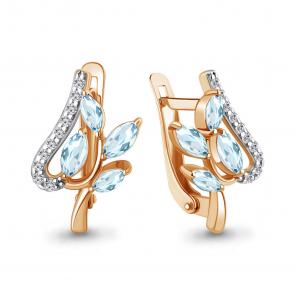 Серьги из золочёного серебра AQUAMARINE с топазом и фианитом А4967402А-п фото
