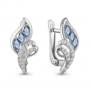 Серебряные серьги AQUAMARINE с топазом и фианитом А4967505А фото