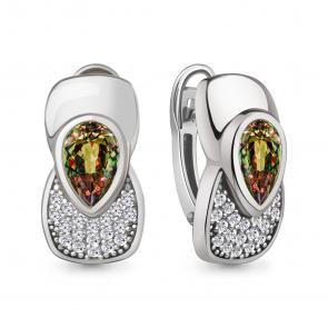 Серебряные серьги AQUAMARINE с фианитом и султанитом А4969319А фото