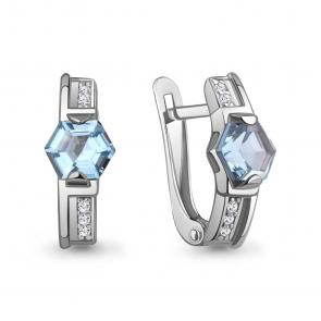 Серебряные серьги AQUAMARINE с топазом и фианитом А4969892А фото