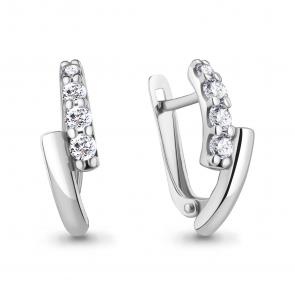 Серебряные серьги AQUAMARINE с фианитом А49703А фото