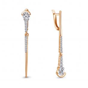 Серьги из золочёного серебра AQUAMARINE с фианитом А49738А-пк фото