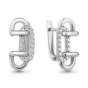 Серебряные серьги AQUAMARINE с фианитом А49767А фото