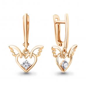 Серьги из золочёного серебра AQUAMARINE с фианитом А49777А-п фото