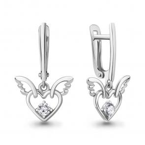 Серебряные серьги AQUAMARINE с фианитом А49777А фото