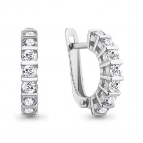 Серебряные серьги AQUAMARINE с фианитом А49806А фото