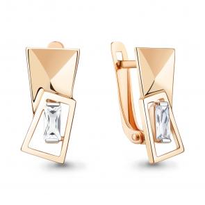 Серьги из золочёного серебра AQUAMARINE с фианитом А49876-п фото