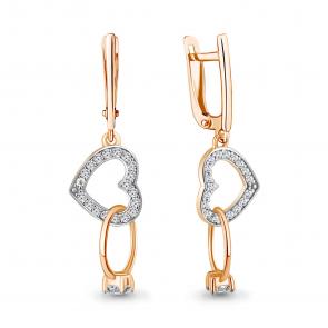 Серьги из золочёного серебра AQUAMARINE с фианитом А49972А-пк фото
